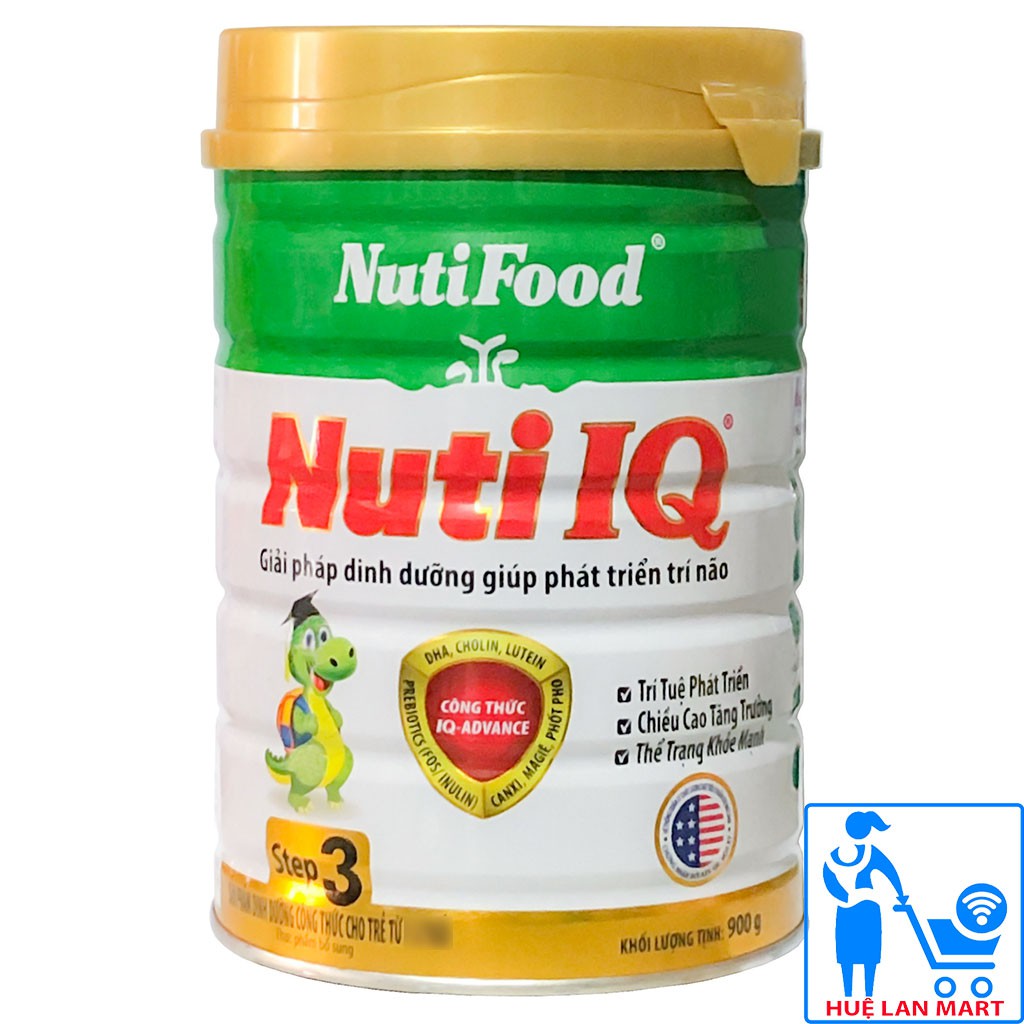 [CHÍNH HÃNG] Sữa Bột Nutifood Nuti IQ Step 3 - Hộp 900g (Giải pháp dinh dưỡng giúp phát triển trí não)