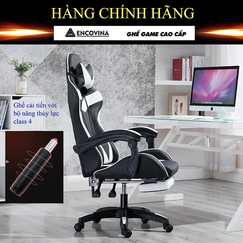 Ghế Gaming - Ghế Chơi Game Dày Dặn, Nâng hạ, ngả lưng - Gác Chân + Gối Massage Ngả Lưng Thoải Mái - Chính Hãng BH 1 Năm