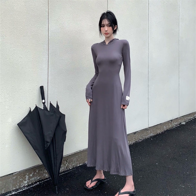 COZOK Váy Hoodie Tay Dài Form Ôm Kiểu Dáng Hợp Thời Trang