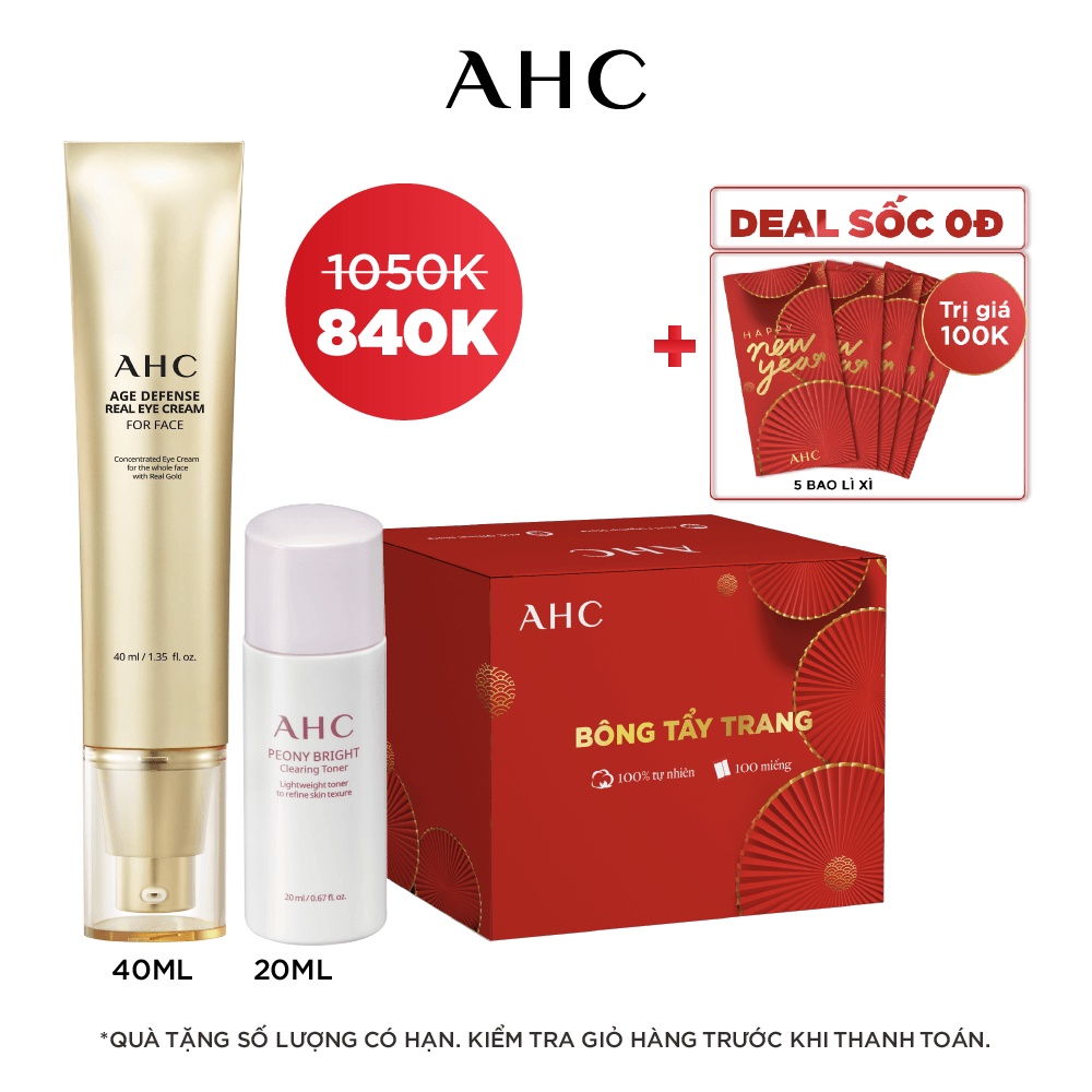 [Mã COSAHC1 giảm 10% đơn 400K] Kem Mắt Chống Lão Hóa AHC Age Defense 40ml &amp; Combo Dưỡng Trắng Da Mặt Toàn Diện