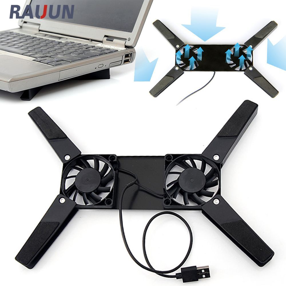 【Ready Stock】 Đế giá đỡ quạt tản hút nhiệt tay Xách tay, 2 fan for laptop, quạt tản nhiệt to chạy êm làm mát cực nhanh 【Rauun】