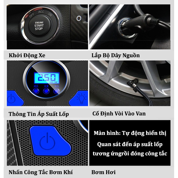 Bơm lốp ô tô, xe hơi tự ngắt - Bơm lốp điện tử chính hãng AIKESI - Bình An Auto