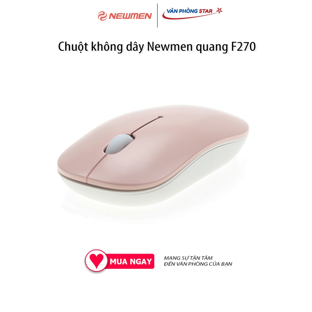 Chuột không dây Newmen quang F270, kết nối Chuẩn giao tiếp USB-Wireless, di chuyển được trên nhiều bề mặt, 1000CPI