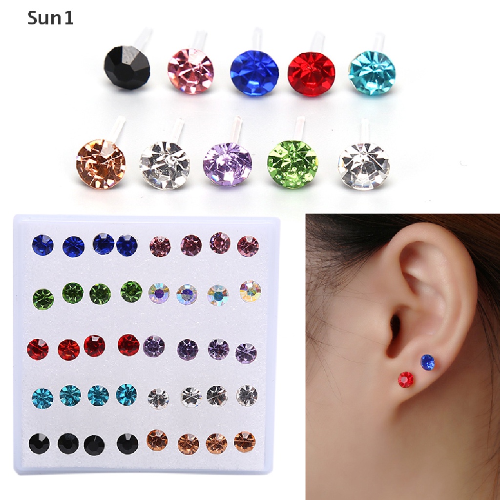 Set 10 / 20 Đôi Bông Tai Đính Đá Thời Trang Dành Cho Nữ