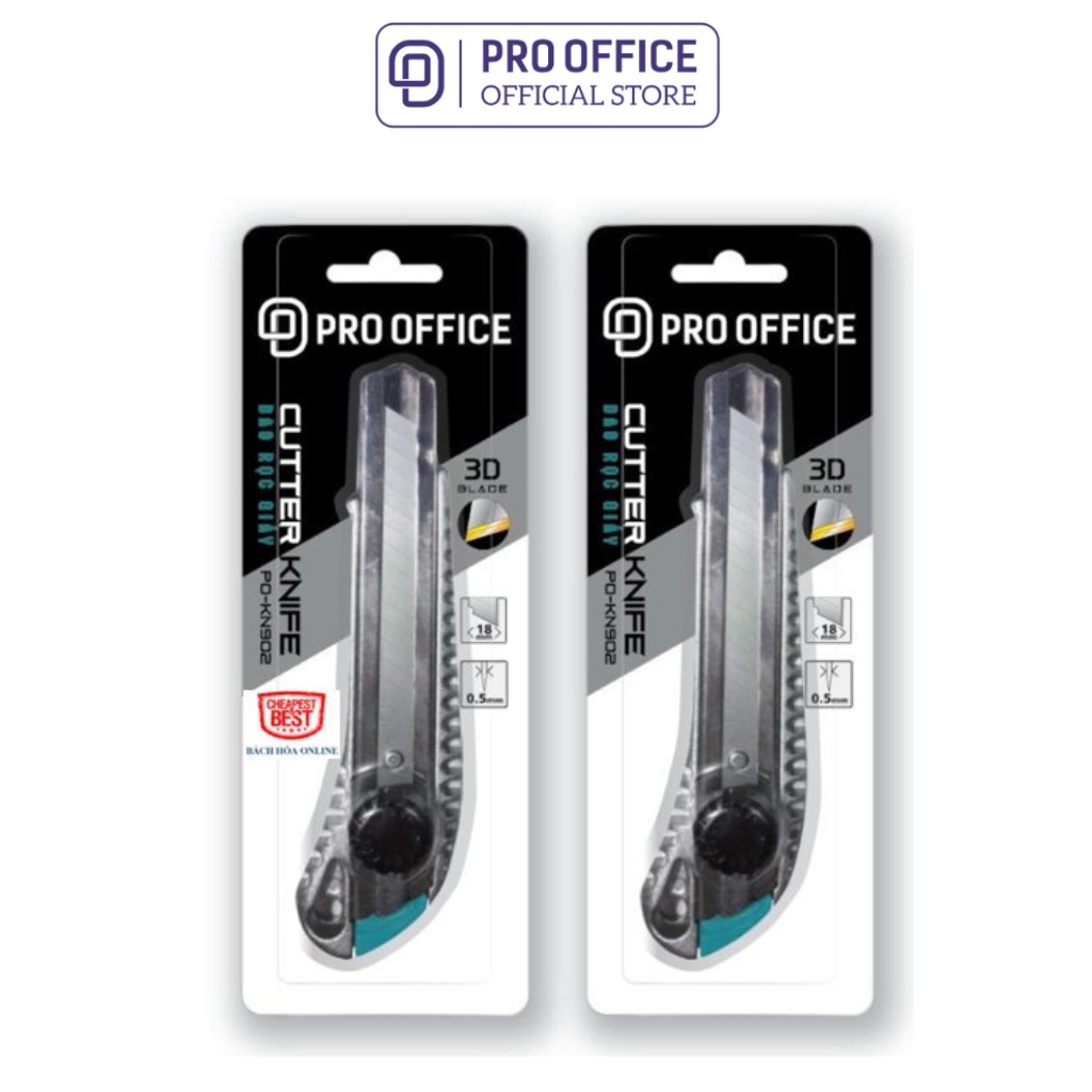 Dao Rọc Giấy PRO OFFICE Làm Từ Chất Liệu Không Gỉ, Thiết Kế Nhỏ Gọn, Tiện Lợi, 9mm/18mm KN901/902
