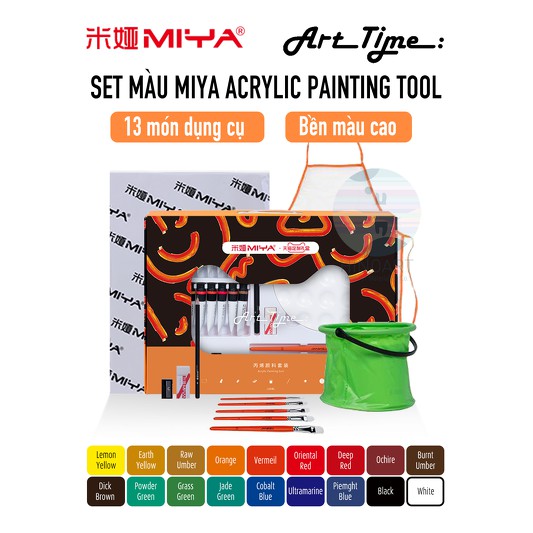 Set màu MIYA Painting Tool - Acrylic/Watercolor/Gouache - 13pcs (sản phẩm)