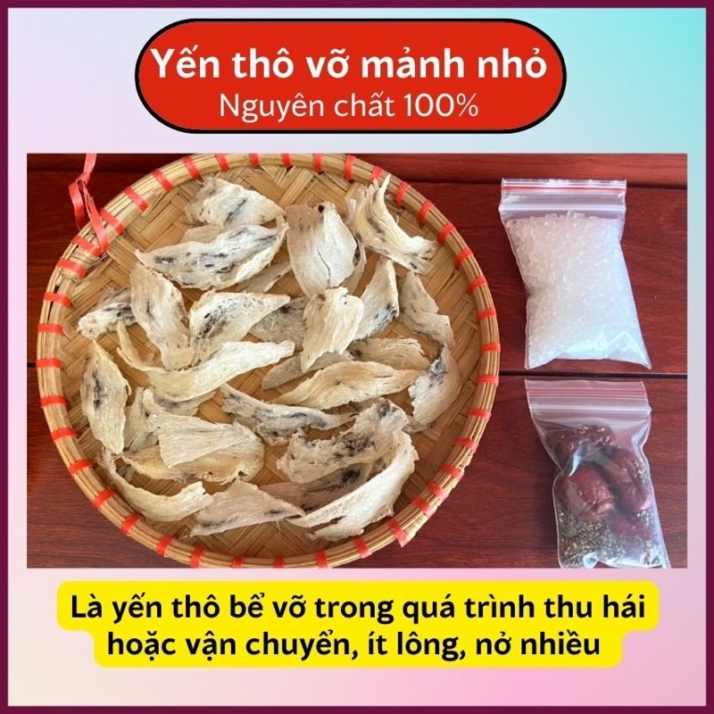10gr Tổ yến thô bể 2/3 tặng kèm táo đỏ, hạt chia, đường phèn