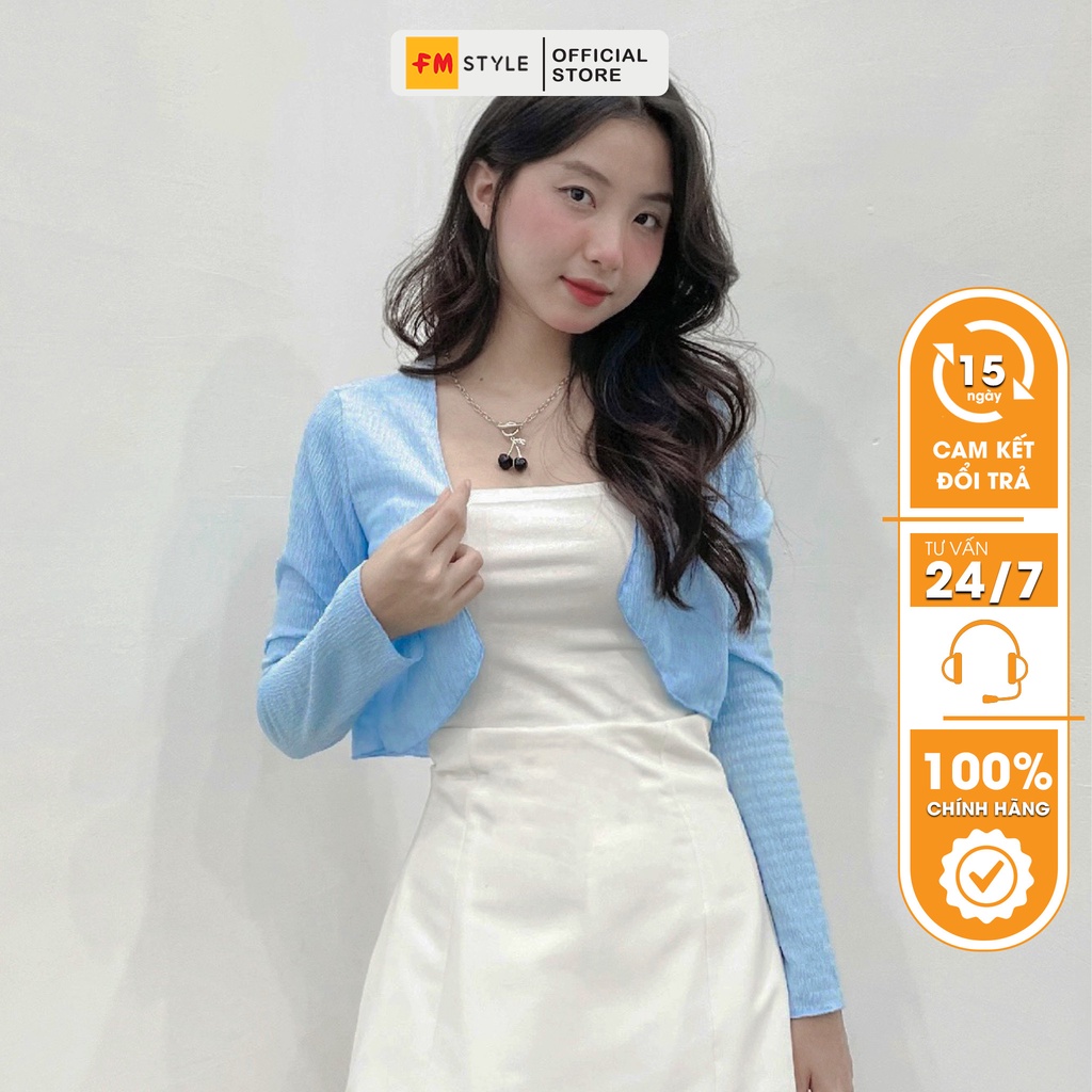 Áo khoác cardigan nữ FM Style dáng croptop chất xốp mỏng nhẹ basic siêu xinh 204290001