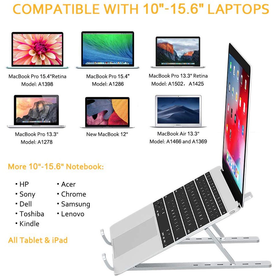 Giá đỡ Laptop chất lượng cao  Phù hợp 13.3 14.1 15.6 inch làm từ hợp kim nhôm tản nhiệt có thể điều chỉnh hiệu quả