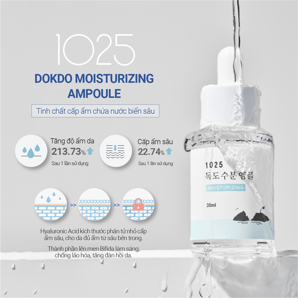Tinh chất cấp ẩm chứa nước biển sâu Round Lab 1025 Dokdo Moisturizing Ampoule 30ml