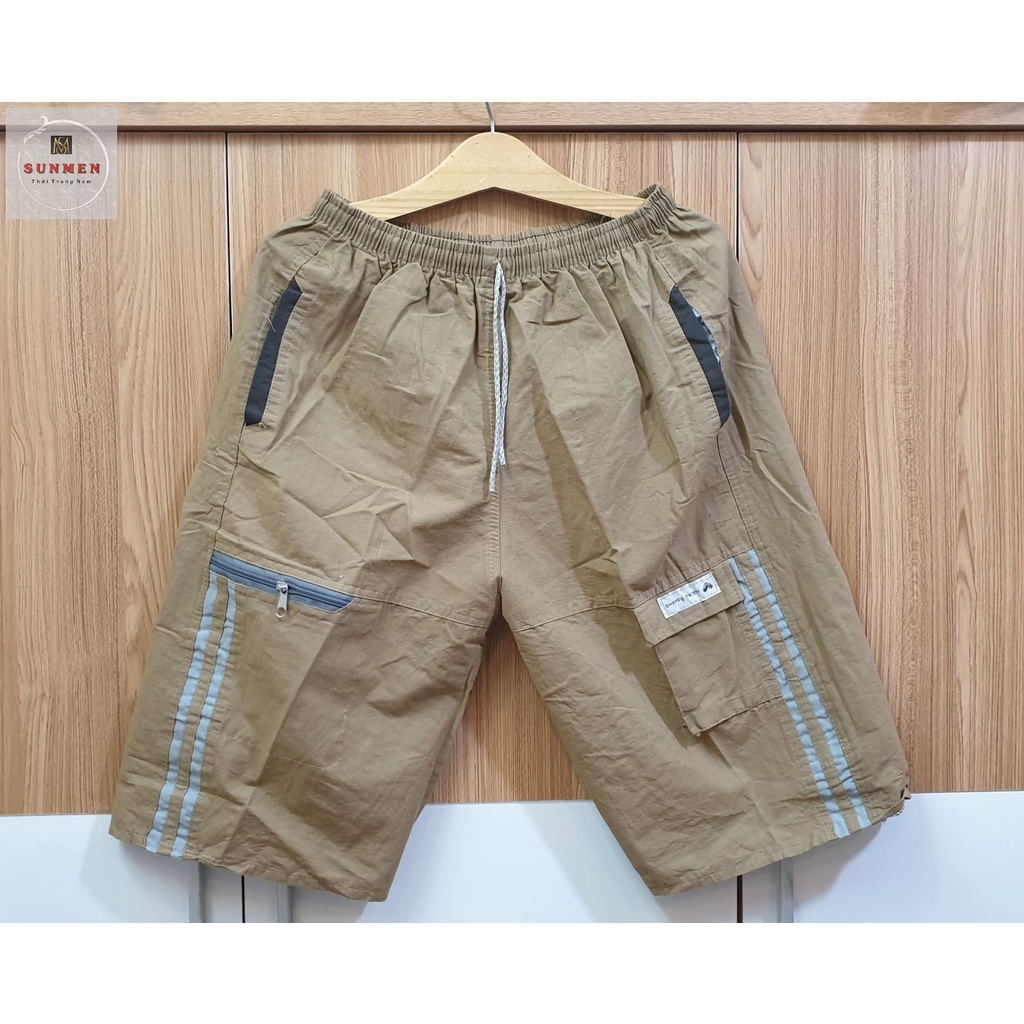 Quần Short Nam Kaki Túi Hộp Lưng Thun Co Giãn From Rộng Thoải Mái Trung Niên SUNMEN Size Từ 28 - 36