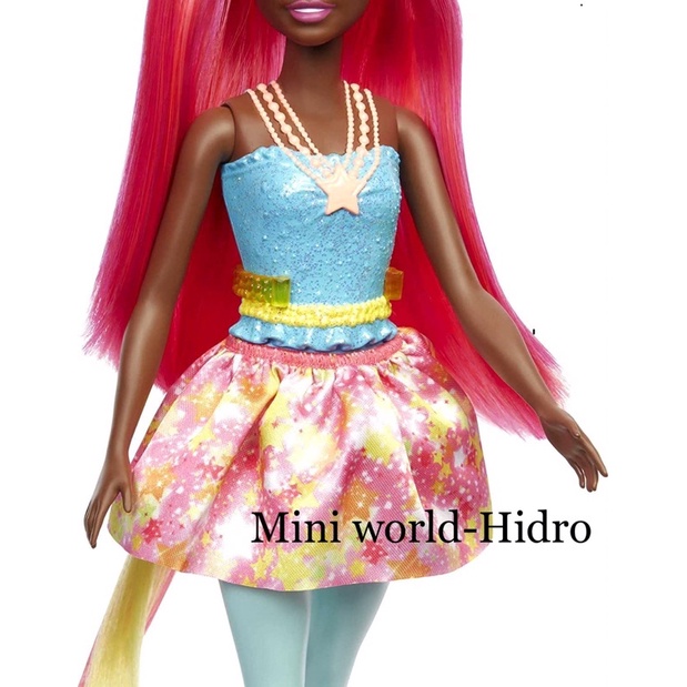 Búp bê Barbie Dreamtopia Unicorn Doll (Pink &amp; Yellow Hair), with Skirt, Removable Unicorn chính hãng