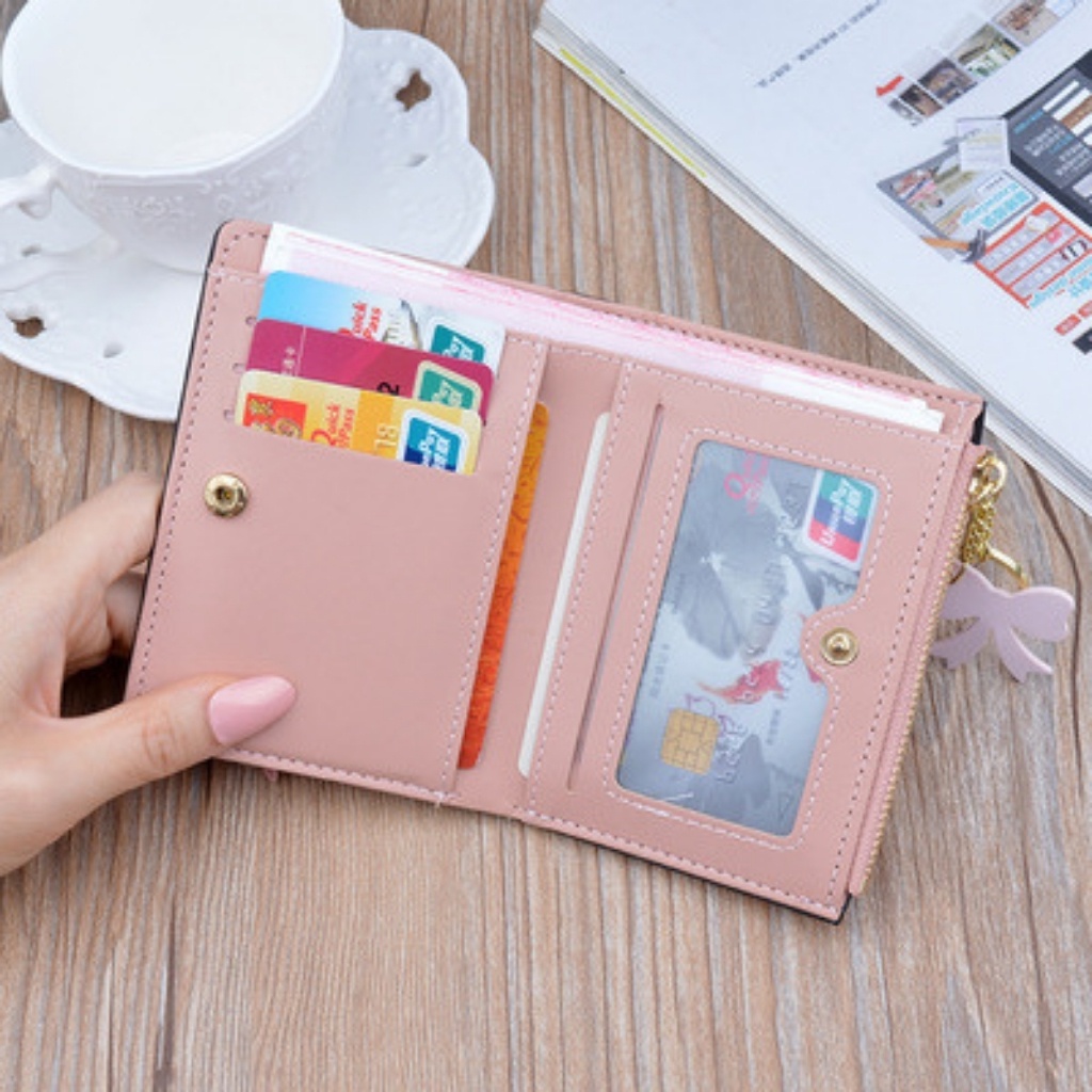 Ví nữ đẹp mini nhỏ gọn bỏ túi cầm tay da cao cấp nhiều ngăn đựng thẻ tiền giá rẻ 7K STORE V18
