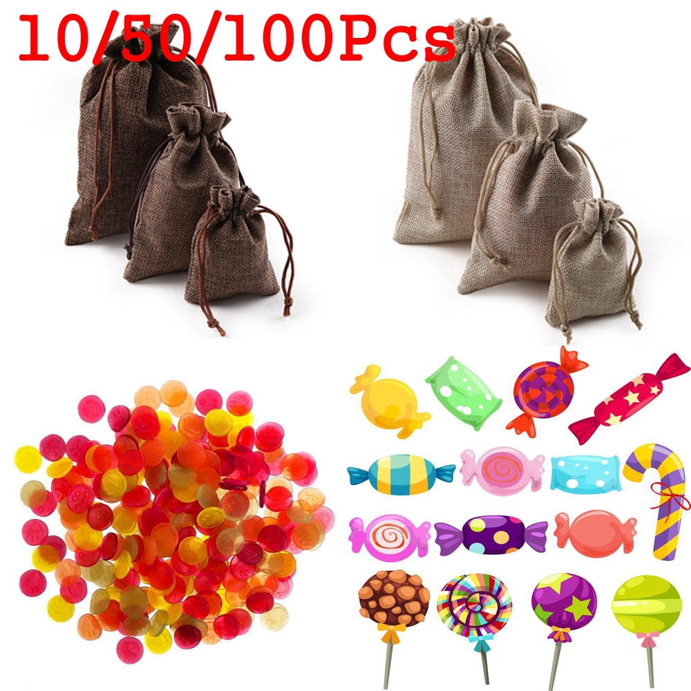 Home Decor Linen Christmas Hessian Burlap Sack Jute Gift Bags