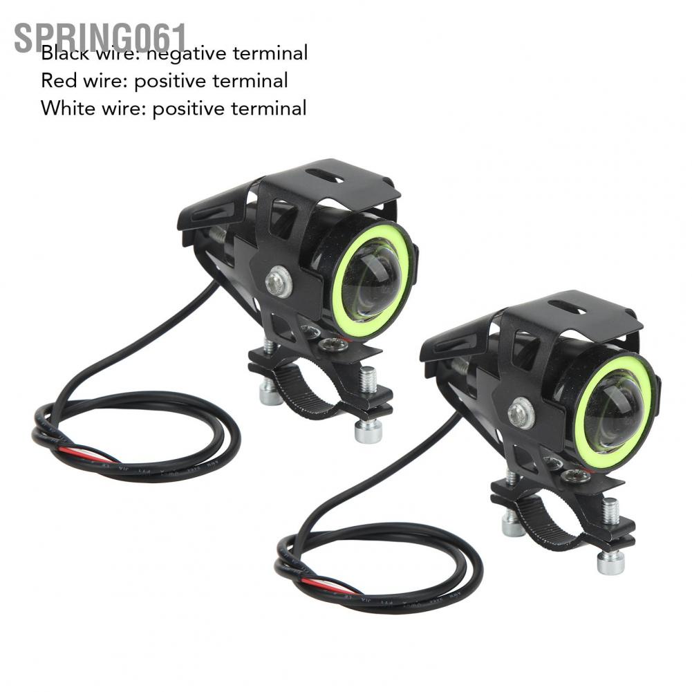Spring061 2pcs Motorcycle LED Spotlight Green Lighting 12‑80V Angel Eye Waterproof Work Lamp for Boats Cars