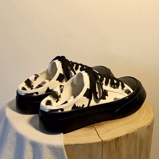 Giày hoạ tiết bò sữa đạp gót 🐄 ảnh thật ở cuối