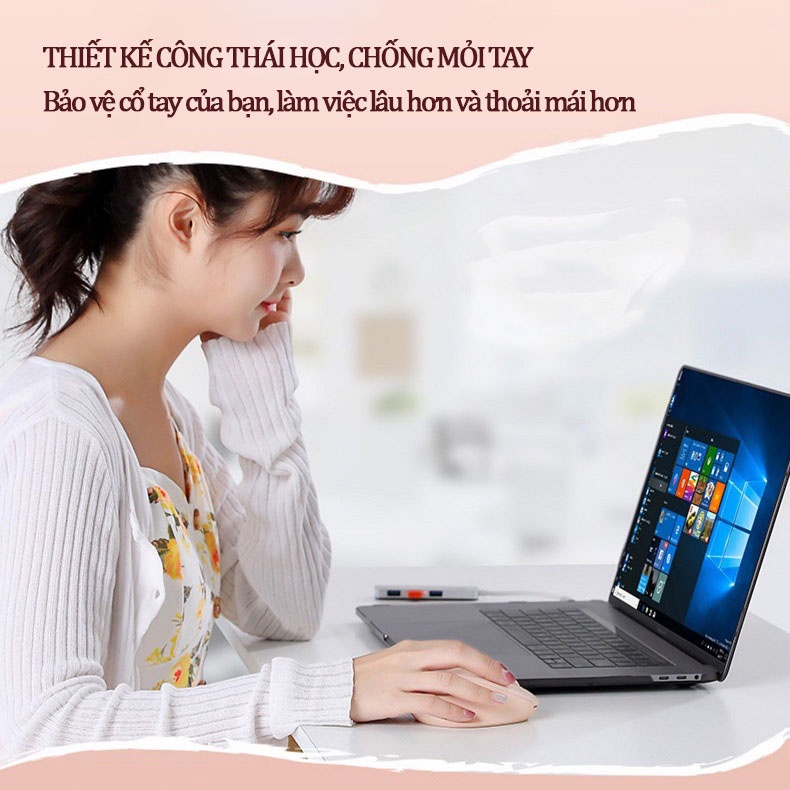 Chuột không dây màu hồng Inphic M8, Chuột không dây wireless chống ồn sạc pin thời trang cá tính, cổng sạc Type C