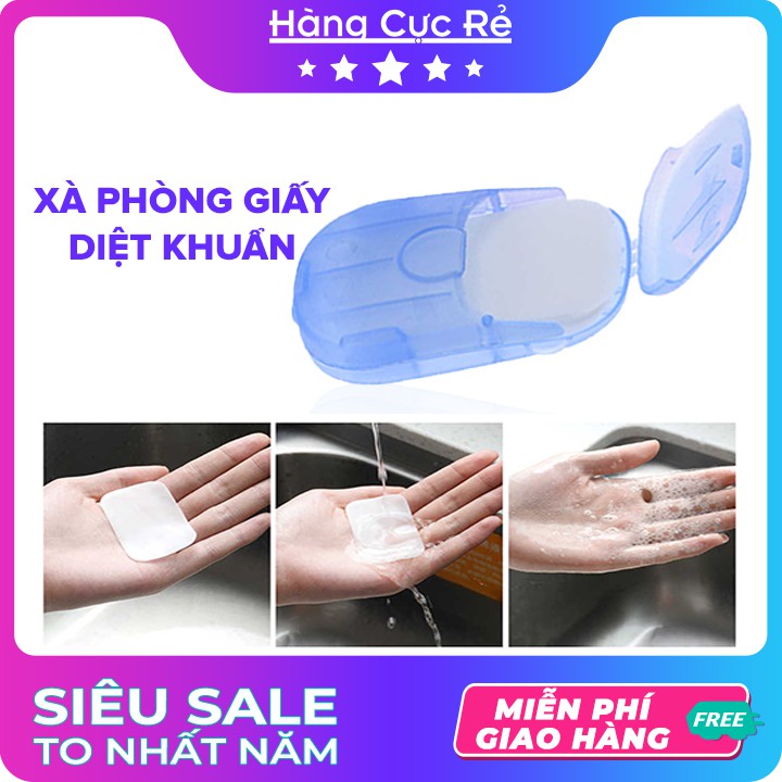 Xà phòng giấy hương thiên nhiên dịu nhẹ 🔵Freeship🔵 Xà phòng giấy 30 miếng có hộp đựng-Shop Hàng Cực Rẻ