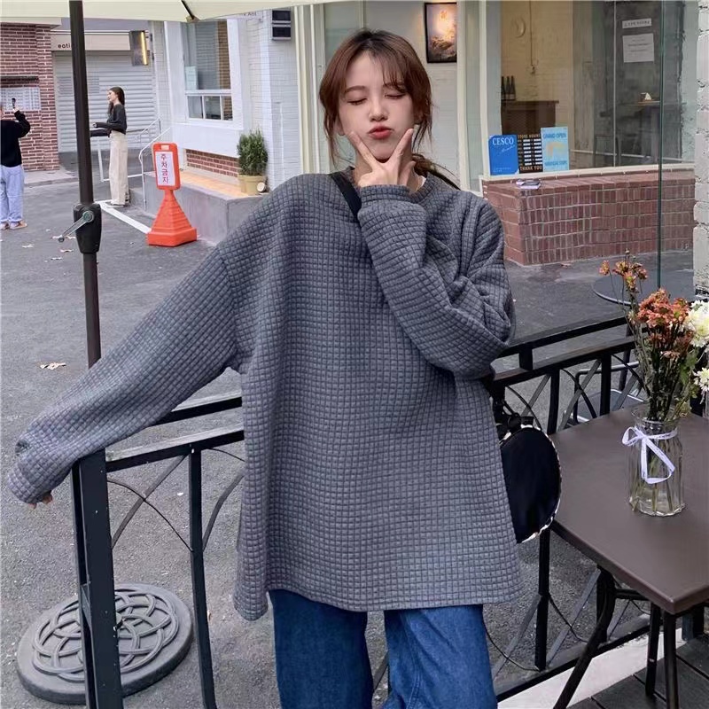 Áo sweater tay dài màu sắc đơn giản 0314