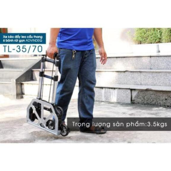 [BH 12 THÁNG] Xe đẩy hàng gấp gọn leo cầu thang 6 bánh ADVINDEQ TL-35/70, xe kéo hàng gấp gọn gia đình đa năng giá rẻ