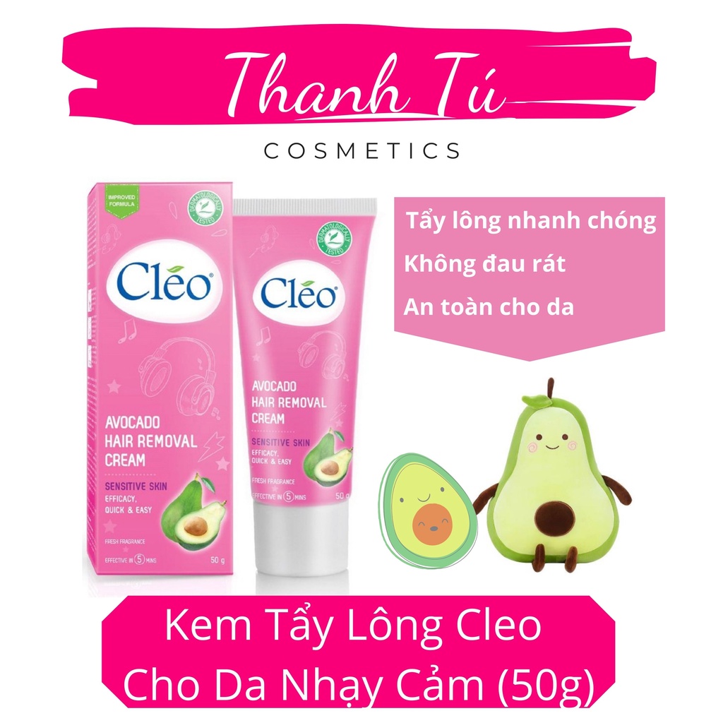 Kem Tẩy Lông CLEO Dành Cho Da Nhạy Cảm Hair Removal Cream Sensitive Từ Trái Bơ. Kem Tẩy Lông Cleo Hồng