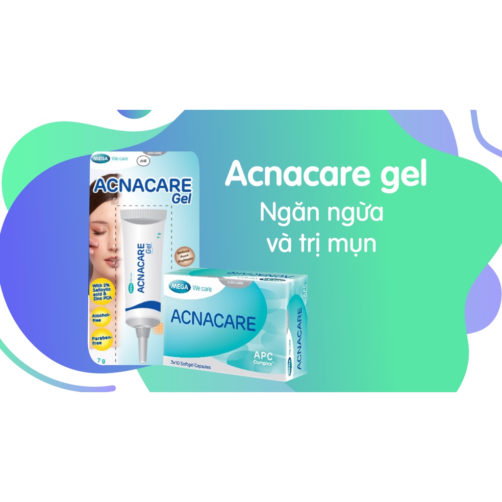 Viên uống mụn acnacre hộp 30 viên + acna care gel của mega thích hợp cho cả nam và nữ