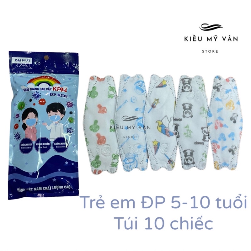 Khẩu Trang 4D KF94 Cho Bé Từ 1tuổi - 15tuổi, Túi 10 chiếc
