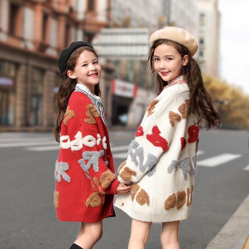 Áo sweater dệt kim giữ ấm thời trang mùa đông dành cho bé gái
