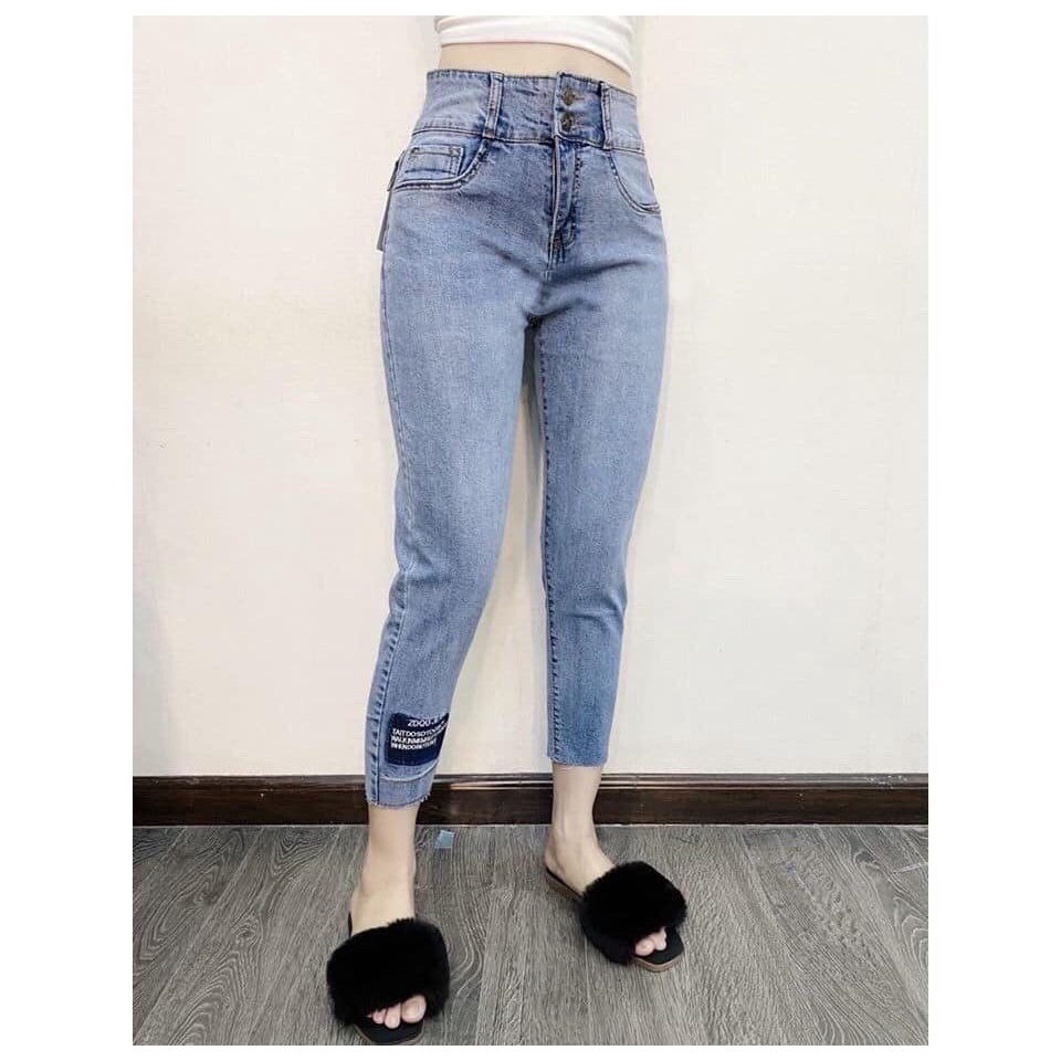 Quần baggy jean nữ cao cấp JL JohnsonLi, lưng cao, ống rộng, chất denim không giãn