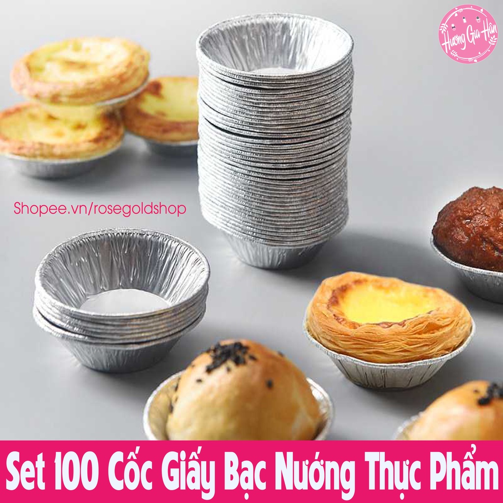 Set 100 Cái Cốc Giấy Bạc 7x4x2cm Nướng Thực Phẩm, Làm Bánh