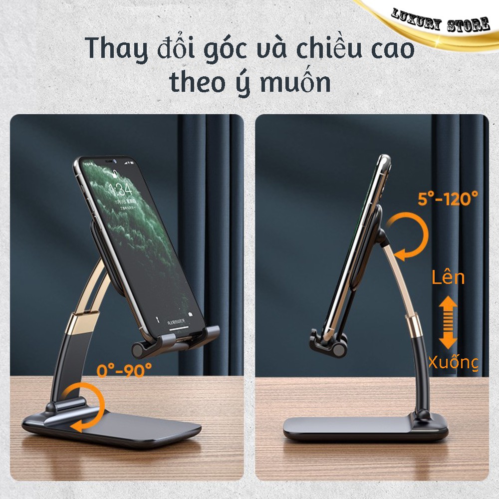 Giá đỡ điện thoại/máy tính bảng để bàn gấp gọn. Hàng cao cấp chắc chắn, độ hoàn thiện cao