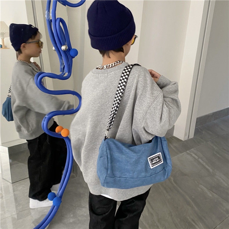 Túi Đeo Chéo Vai Bằng Vải Canvas Phong Cách Hàn Quốc Mới Dành Cho Bé Trai