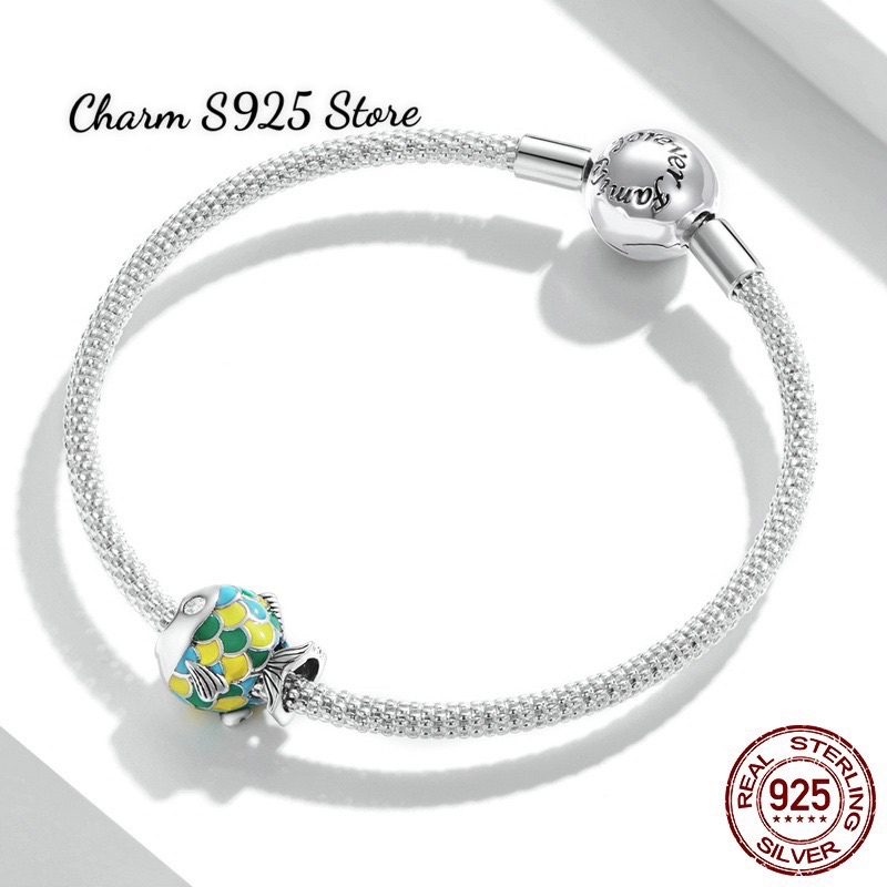 CHARM CON CÁ CHÉP XANH BẠC S925 HÀNG CAO CẤP CHÍNH HÃNG