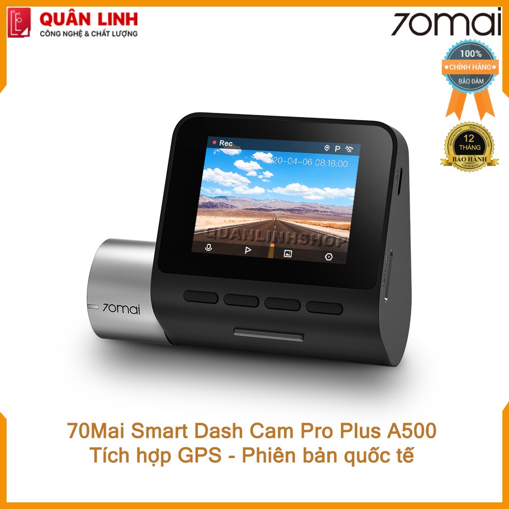 [kho sẵn sàng] Camera hành trình 70mai Dash Cam Pro Plus A500 Quốc tế. Tích hợp sẵn GPS - Bảo hành 12 tháng