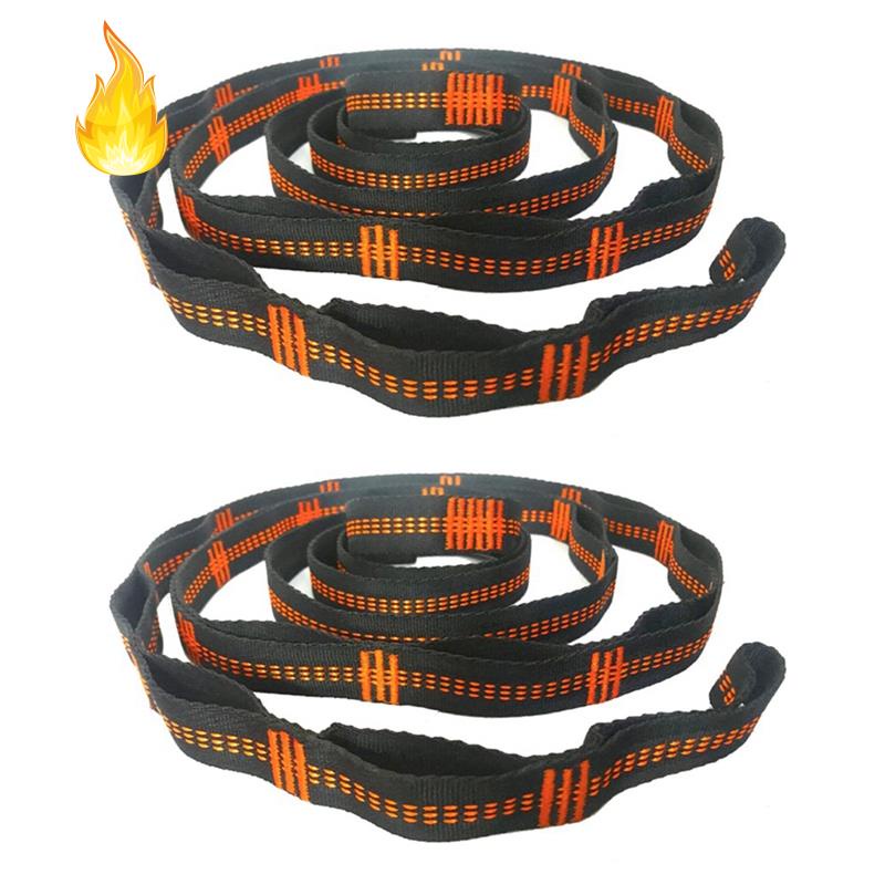 Set 2 dây đai phẳng nilon chịu tải cao buộc thân cây móc võng leo núi cắm trại ngoài trời