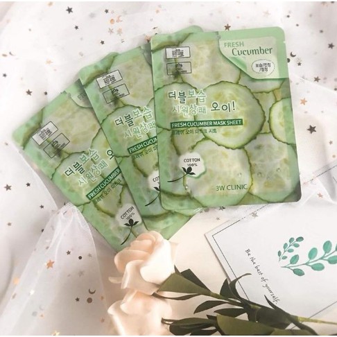 Mặt nạ dưỡng da chiết xuất từ dưa leo 3W CLINIC FRESH CUCUMBER MASK SHEET 23ml