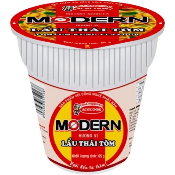 Date mới nhất  - Thùng Mì ly Modern vị Lẩu Thái Tôm 67g (24 ly/1 thùng) | BigBuy360 - bigbuy360.vn