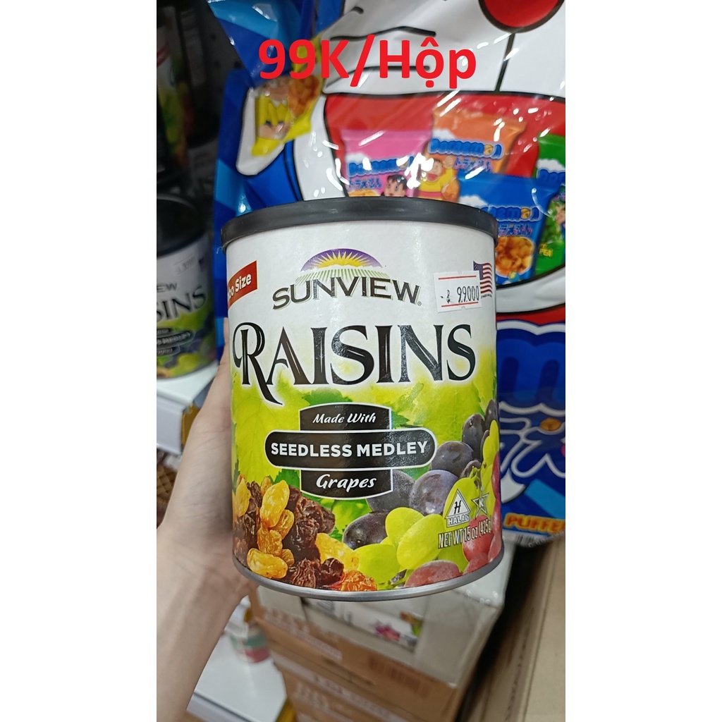 NHO KHÔ 3 MÀU SUNVIEW RAISINS - Nho  Mỹ Không Hạt 425gr