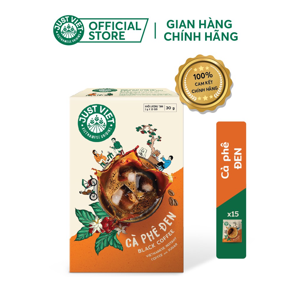 Cà Phê Đen Just Viet - Đúng Điệu Gu Việt - Sánh Đậm Tự Nhiên - Hộp 15 gói x 2g | BigBuy360 - bigbuy360.vn