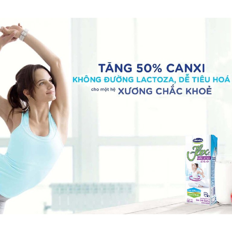 Sữa Vinamilk Flex không đường 1Lít: Gói 06 Hộp