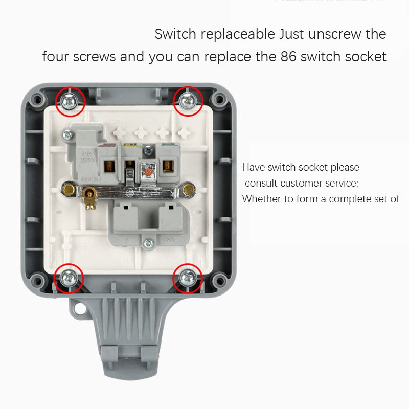 IP66 Outdoor Extension Lead 13A Waterproof Box with Switch(UK Plug)