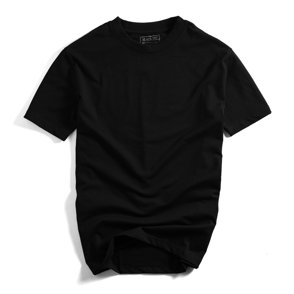 Áo thun đen trơn tay ngắn cổ tròn Black Tee vải cotton sang xịn dành cho nam nữ TSBLT0003