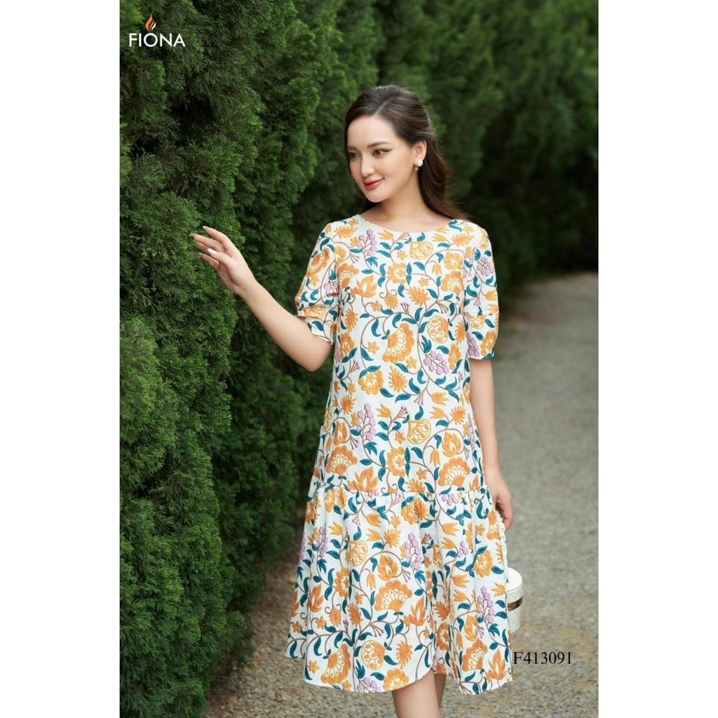 Đầm thiết kế cao cấp FIONA váy công sở nữ dáng suông họa tiết hoa nhí kèm thắt lưng rời F413091