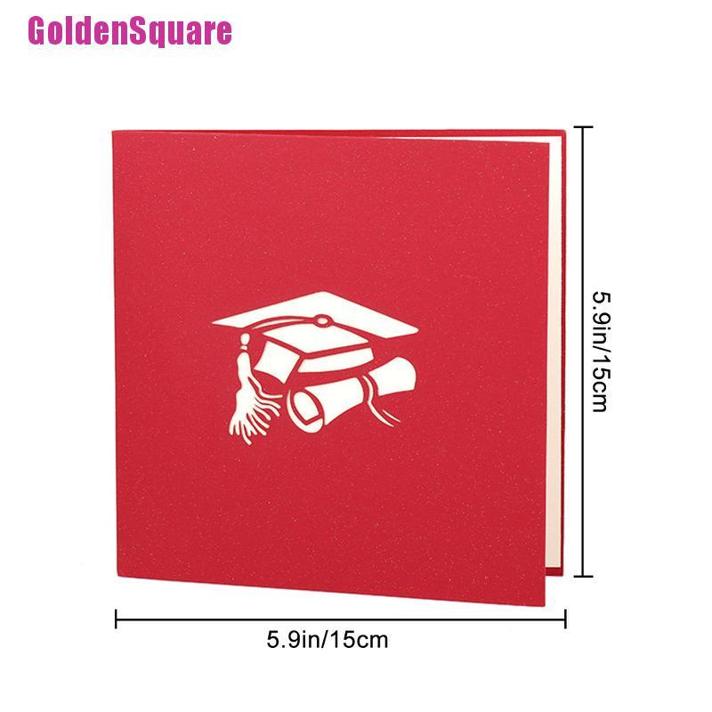 [Golden] Graduation Pop Up Cards Graduation Doctor's Hat 3D Greeting Card Hollow Out