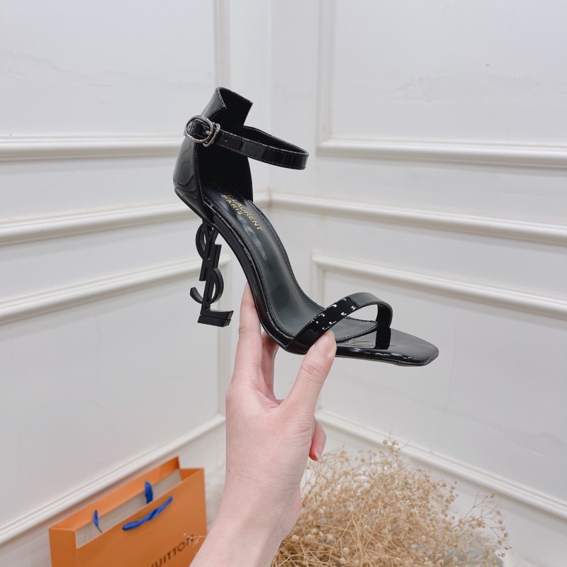Sandal cao gót nữ, Sandal gót chữ da bóng 10cm
