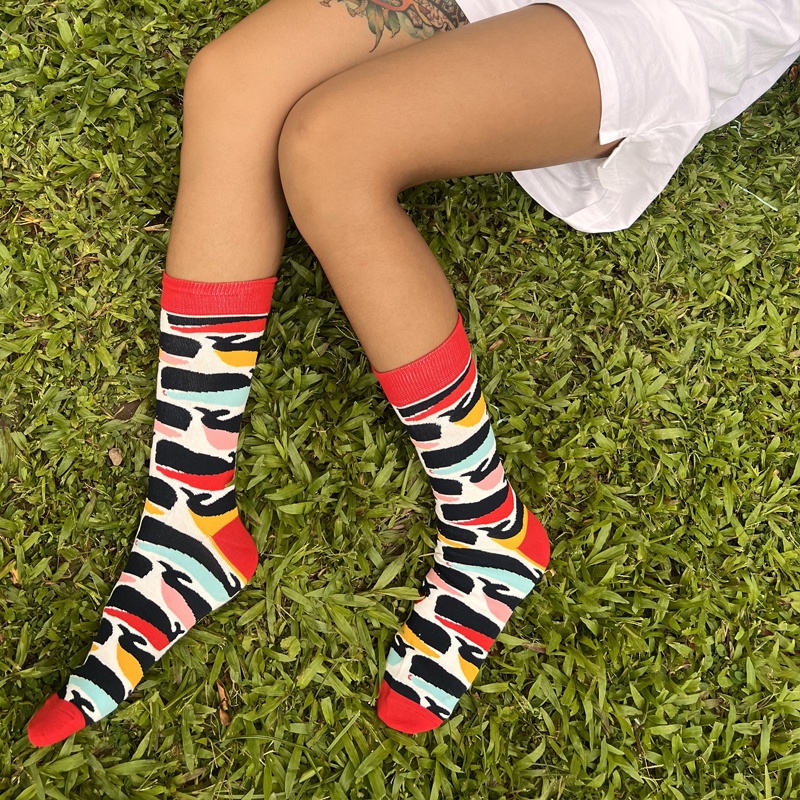 Cute Byte Vớ Nữ In Họa Tiết Hoạt Hình Phối Sọc Dễ Thương 8 Kiểu Lựa Chọn