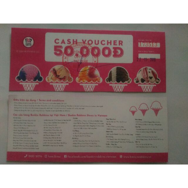 Voucher Baskin Robbins 50k