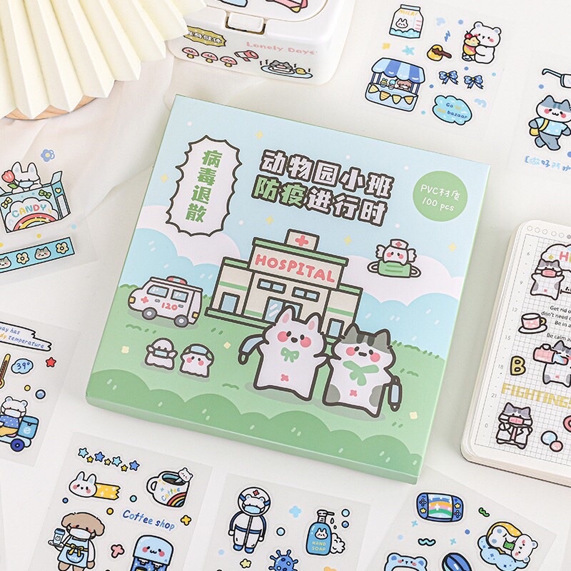 Hộp 50 tấm Sticker dễ thương