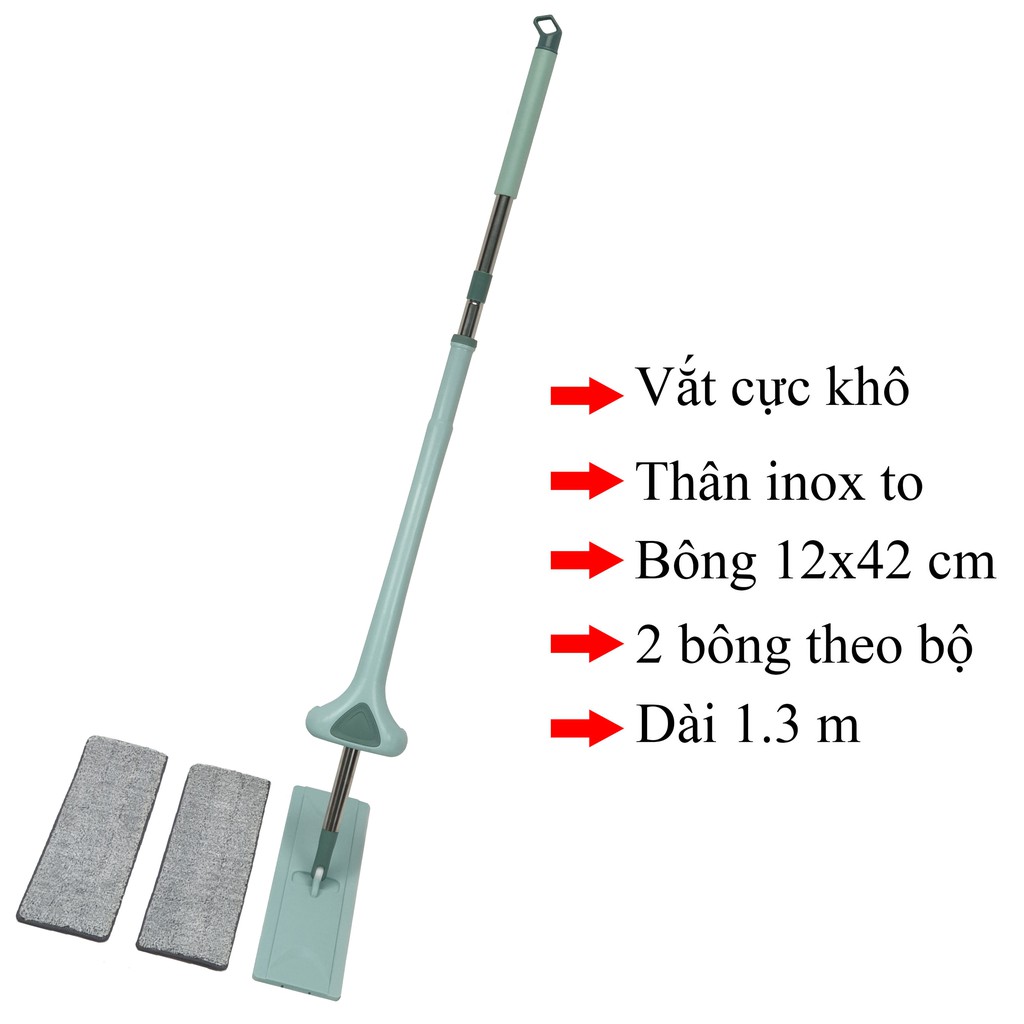 ( MUA LẺ GIÁ SỈ) CÂY LAU NHÀ TỰ VẮT (KÍCH THƯỚC BÔNG 12X42 CM) HOÀNG GIA CAO CẤP, HÀNG LOẠI I