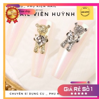 Charm gấu gắn móng. Phụ kiện kim loại gắn nail